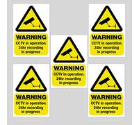 Inside Window CCTV Stickers - 5 Pack | Sticks Inside | Visible From Outside | 100mm x 70mm