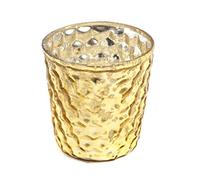 Insideretail Bubble Tea Light Holders with Distressed Foil, Glass, Yellow, 7 cm, Set of 12