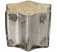 Insideretail Star Tea Light Holders with Distressed Foil, Glass, Charcoal, 7 x 4.5 cm, Set of 12