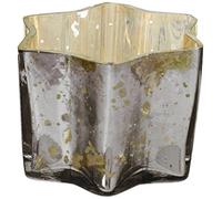 Insideretail Star Tea Light Holders with Distressed Foil, Glass, Charcoal, 7 x 4.5 cm, Set of 6