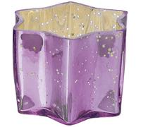 Insideretail Mercury Glass Star Tea Light Holders-with Distressed Purple Foil, 7cm x 7cm x 4.5cm, Set of 12, 7 x 4.5 x 7 cm