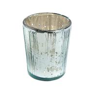 Insideretail Vertical Tea Light Holders with Distressed Foil, Glass, Light Blue, 7 cm, Set of 48