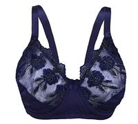 InsightClothing Ladies Half Lace Embroidered Bra Non Padded with Underwire- Navy- 36G