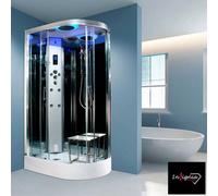 Insignia Diamond 1100mm Left Hand Offset Quadrant Steam Shower With Bluetooth, Chromotherapy Lighting & Leakfree Tray Chrome Frame