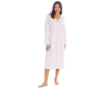 INSIGNIA Ladies 100% Cotton Nightshirt - Long Sleeve, Soft Jersey Calf-Length Nightie - Button Front, Lightweight, Breathable Sleepwear (Berry, 22-24)