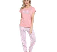 INSIGNIA Ladies Cotton Pyjamas Fun Sleeve Sets Dream Collection (UK, Numeric, 16, 18, Regular, Regular, Sweet Dreams -Blossom Star Print)