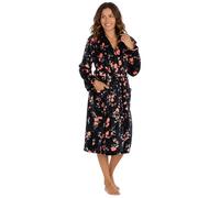 INSIGNIA Ladies Dressing Gown Fluffy Super Soft Hooded (UK, Alpha, L, Regular, Regular, Navy Floral)