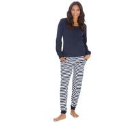 INSIGNIA Ladies Pyjamas Set Jogging Style Lounge wear (Navy Stripe, M)