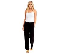 INSIGNIA Ladies Womens Casual Linen Trousers Classic Elastic Back Bottoms with Pockets (UK, Numeric, 12, Regular, Regular, Black)