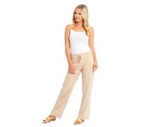 INSIGNIA Ladies Womens Casual Linen Trousers Classic Elastic Back Bottoms with Pockets (UK, Numeric, 18, Regular, Regular, Stone)