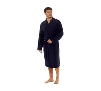 INSIGNIA Men's 100% Cotton Robe Dressing Gown, Soft Waffle Robe Wrap Loungewear (2XL, Navy)