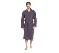 INSIGNIA Men's 100% Cotton Robe Dressing Gown, Soft Waffle Robe Wrap Loungewear (UK, Alpha, XXL, Regular, Regular, Grey)