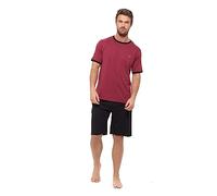 INSIGNIA Mens Pyjama Set Short Sleeve Top & Shorts (UK, Alpha, S, Regular, Regular, Wine Logo)