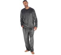 INSIGNIA Mens Super Soft Fleece Long Sleeve Top Pyjamas Sets (UK, Alpha, M, Regular, Regular, Grey)