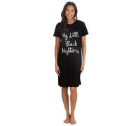 INSIGNIA Womens Ladies Short Sleeve Jersey Nightshirts Nightie Nightdress (Black, 20-22)