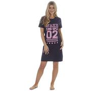 INSIGNIA Womens Ladies Short Sleeve Jersey Nightshirts Nightie Nightdress (Navy Wake Me Up, 12-14)