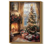InSimSea Framed Canvas Wall Art, Vintage Christmas Tree Decor, Living Room Pine Tree Decorations, Winter Cottagecore Decor for Bedroom Bathroom, Xmas Holiday Decorations Gifts, 12x16 Inch