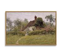 InSimSea Framed Canvas Wall Art Vintage Decor, Old Cottages Countryside Landscape Large Canvas Art, Rustic Farmhouse Wall Decor for Bedroom Living Room Bathroom, 16"x24"