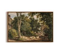 InSimSea Framed Canvas Wall Art Vintage Decor, Room Decor Classical Countryside Landscape Farmhouse Watercolor Painting, Large Wall Art for Living Room Badroom Bathroom, 20"x30"