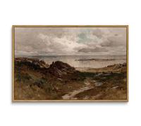 InSimSea Framed Canvas Wall Art Vintage Decor, Seaside Path Wilderness Landscape Paintings Artwork, Large Prints, Retro Wall Decorations for Living Room Bedroom Bathroom, 16"x24"