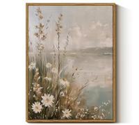 InSimSea Framed Canvas Wall Art Vintage Decor, Wildflowers Landscape Pictures Bathroom Wall Decor Aesthetic, Living Room Bedroom Flower Nature Home Decorations, 12x16inch