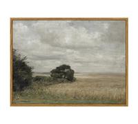 InSimSea Framed Canvas Wall Art - Vintage Landscape, Cloudy Sky, Mid Century Modern, Rustic Farmhouse, Retro Decor, 12"x16"