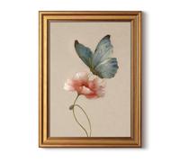 InSimSea Gold Framed Canvas Prints Wall Art, Vintage Butterfly Decor, Cherry Blossom Paintings Farmhouse Spring Wall Decor, Antique Pictures for Nursery Bedroom Living Room Shelf, 12x16inch