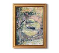 InSimSea Gold Framed Canvas Prints Wall Art, Vintage Country Decor, Monet Bridge Pastel Oil Paintings Farmhouse Wall Decor Aesthetic, Antique Pictures for Bedroom Living Room Shelf, 12x16inch
