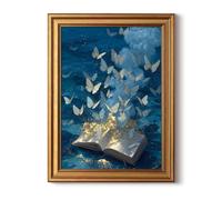 InSimSea Gold Framed Canvas Prints Wall Art, Vintage Moody Decor, Classical Bookish Butterfly Paintings Farmhouse Wall Decor Aesthetic, Antique Pictures for Bedroom Living Room Shelf, 12x16inch
