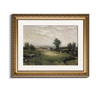 InSimSea Gold Picture Framed Wall Art, Living Room Bedroom Bathroom Vintage Wild Field Valley Canvas Print Wall Decor, Home Farmhouse Decor, Antique Paintings with Frames 13x16inch