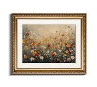 InSimSea Gold Picture Framed Wall Art, Living Room Nature Landscape Flower Wildflower Canvas Print Wall Decor, Vintage Landscape Home Farmhouse Decor, Antique Paintings with Frame 13x16inch