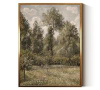 InSimSea Golden Framed Vintage Canvas Wall Art Poplars Eragny Goldenen Print 12x16in, Rustic Countryside Nature Trees Wall Decor, Retro Rustic Home Decor For Living Room Bedroom Bathroom Office