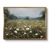InSimSea Golden Framed Vintage Wildflower Canvas Wall Art, Rustic Nature Floral Landscape Country Field Botanical Print Painting Farmhouse Wall Decor Paintings Art Pictures 12"x16"