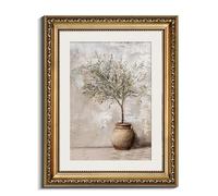 InSimSea Retro Gold Framed Wall Art, Vintage Olive Tree in Vessel Home Wall Decor, Canvas Print Artwork, Farmhouse Country Decor, Antique Picture Frame Still Life Botanical Paintings, 11x14 Inch