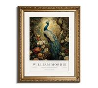 InSimSea Retro Gold Framed Wall Art, William Morris Peacock Canvas Prints Art, Small Shelf Decor, 13x16inch, Vintage Pictures Decor for Bedroom Bathroom Dining Room