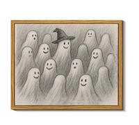 InSimSea Vintage Framed Wall Art for Living Room, Ghost Meeting Canvas Decor, Occult Artwork Prints, Halloween Oil Painting Wall Decor Gallery Picture, for Bathroom Bedroom Kitchen 10L x 8W
