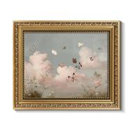 InSimSea Vintage Gold Framed Wall Art for Living Room, Butterfly Cloud Nursery Wall Decor, 8x10 inch Small Field Landscape Canvas Prints for Bedroom Shelf Gift, Home Farmhouse Decor