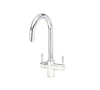 Insinkerator 3N1 Chrome J Shape Instant Filtered Steaming Hot Water With Mains Hot & Cold Kitchen Mixer Tap