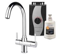 InSinkErator 3N1 Essentials Kitchen Mixer Instant Hot Water Tap, Heater Tank & Filter Kit - Adjustable, Near-Boiling Water Tap for Sink, Chrome
