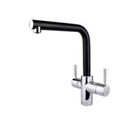 Insinkerator 3N1 Jet Black Spout L Shape Instant Filtered Steaming Hot Water With Mains Hot & Cold Kitchen Mixer Tap