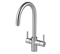 InSinkErator 4 in 1 J-Shape Kitchen Sink Mixer Tap, Water Filter Tap & NeoTank, Instant Hot, Cold, Filtered & Near-Boiling Water Faucet, Brushed Steel