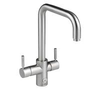 InSinkErator 4 in 1 U-Shape Kitchen Sink Mixer Tap, Water Filter Tap & NeoTank, Instant Hot, Cold, Filtered & Near-Boiling Water Faucet, Brushed Steel