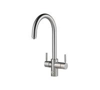 Insinkerator 4N1 Touch Brushed Steel J Shape Instant Filtered Steaming Hot And Cold Water With Mains Hot & Cold Kitchen Tap