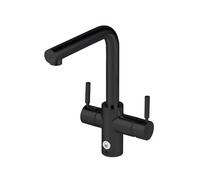 Insinkerator 4N1 Touch Velvet Black L Shape Instant Filtered Steaming Hot And Cold Water With Mains Hot & Cold Kitchen Mixer Tap