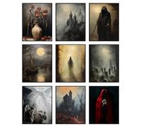 Insire Gothic Art - 9 Unframed Goth Posters, Dark Academia Wall Art Prints, Room Decor for Bedroom, Living Room - 8x10 inches, Set of 9 - Matte Finish