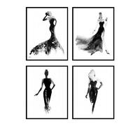 Insire Makeup Wall Decor - Women Wall Decor, Wall Art Poster, Black And White Bathroom Art - Set of 4 (8x10) Unframed