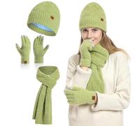 INSISMY Womens hat scarf and Touch screen gloves set ladies Women Winter scarf Warm Fleece Lined Beanie Skull Caps for Men Women