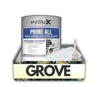 Insl-X Prime All White Flat Water-Based Acrylic Latex Primer 1 qt Bundle with Disposable Paint Tray Liner, Flat Chip Brush - For Wood, Quick Drying for All Surfaces - Gift Set (3 Items)