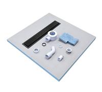 Insl8 Linear Wet Room Tile-On Shower Tray With Black Grate - Alternative Slots Style - 800 X 800 X 25mm