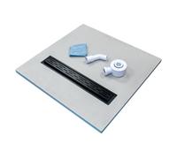 Insl8 Linear Wet Room Tile-On Shower Tray With Black Grate - Staggered Slots Style - 1200 X 900 X 25mm